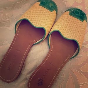 Prada Slides Teal Croc Tips